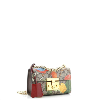 Gucci Padlock Shoulder Bag Tian Print Gg Coated Canvas Small
