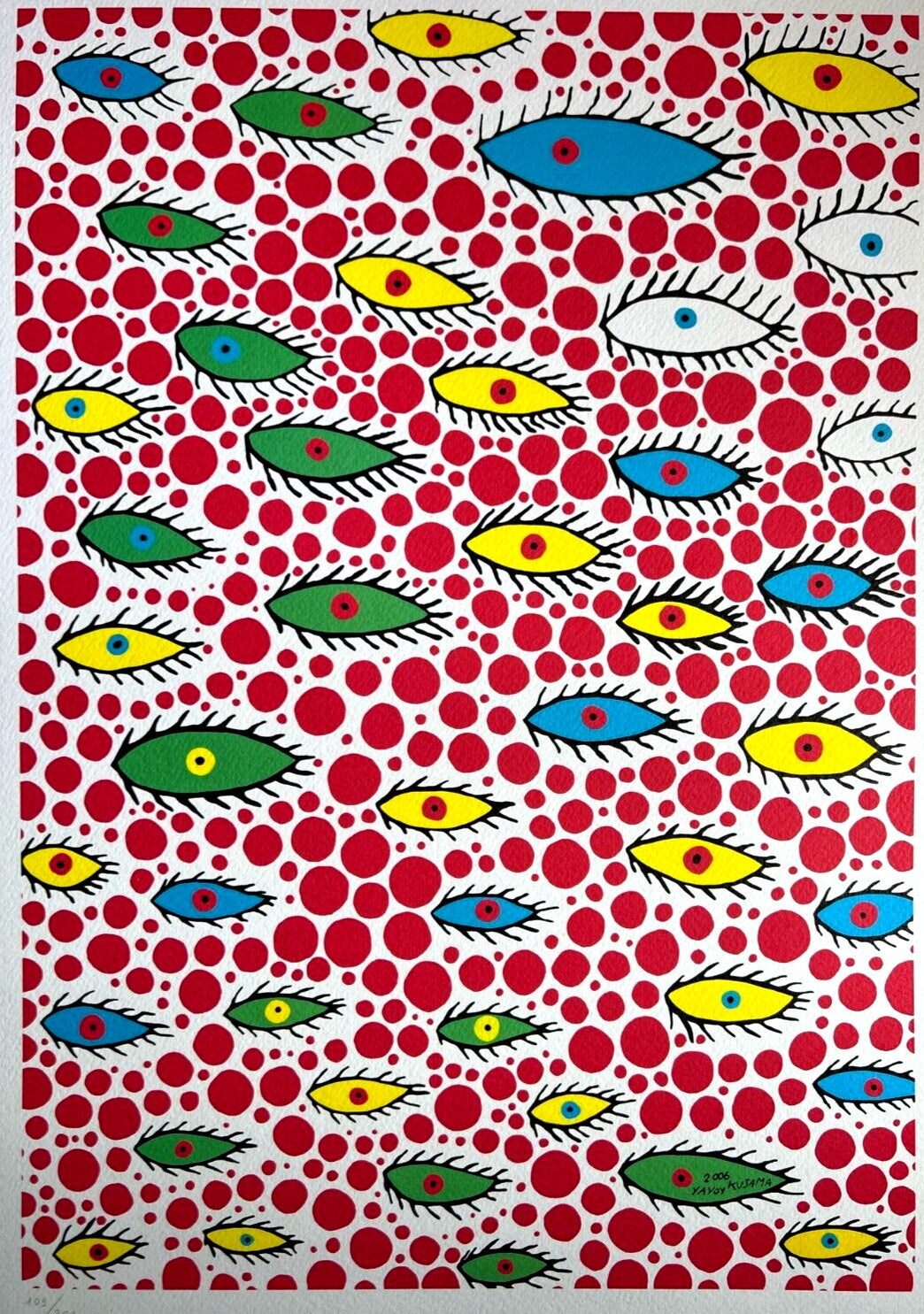 Yayoi Kusama, Eyes, Lithograph Mori Museum Coa Numbered In Pencil