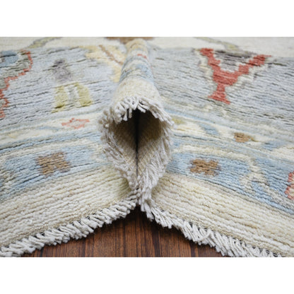 12'4"X15'3" Ivory, Afghan Angora Oushak, Wool Hand Knotted, Oversized Rug