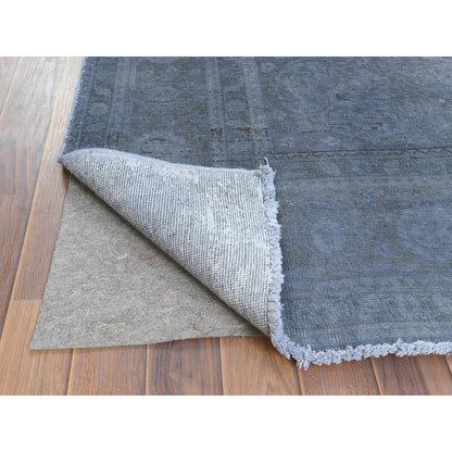 7'2"X10'4" Wool Hand Knotted Gray Vintage Overdyed Farsian Tabrez Rug