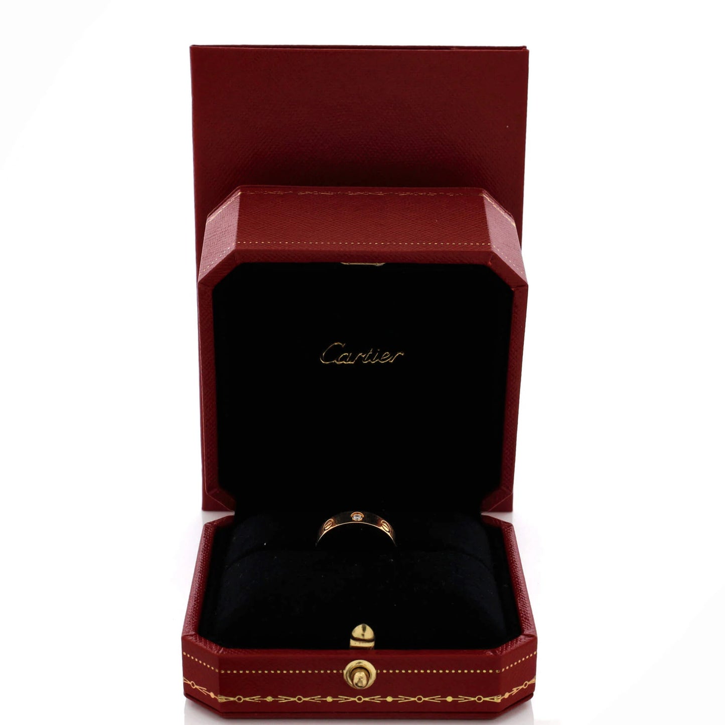 Cartier Love Wedding Band 1 Diamond Ring 18K Yellow Gold With Diamond