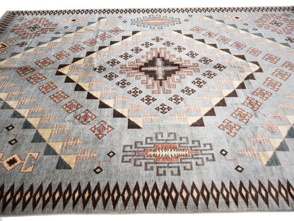 Geometric Tribal Afghan Oriental Rug Handmade Farmhouse Decor Carpet 10X14