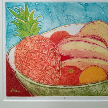 Mark Spain Pineapple and Bananas Carborundum Etching Limited Edition Signed