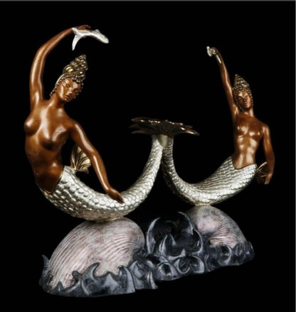 Bronze Art Sculpture 1988 Limited Edition Marmaid Erte Sculpture Deco