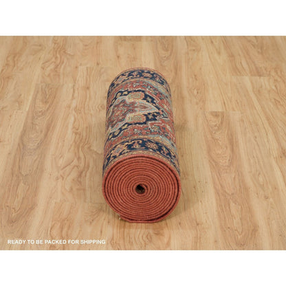 2'8"X22' Carmine Red Heris Re-Creation Soft Wool Xl Runner Oriental Rug