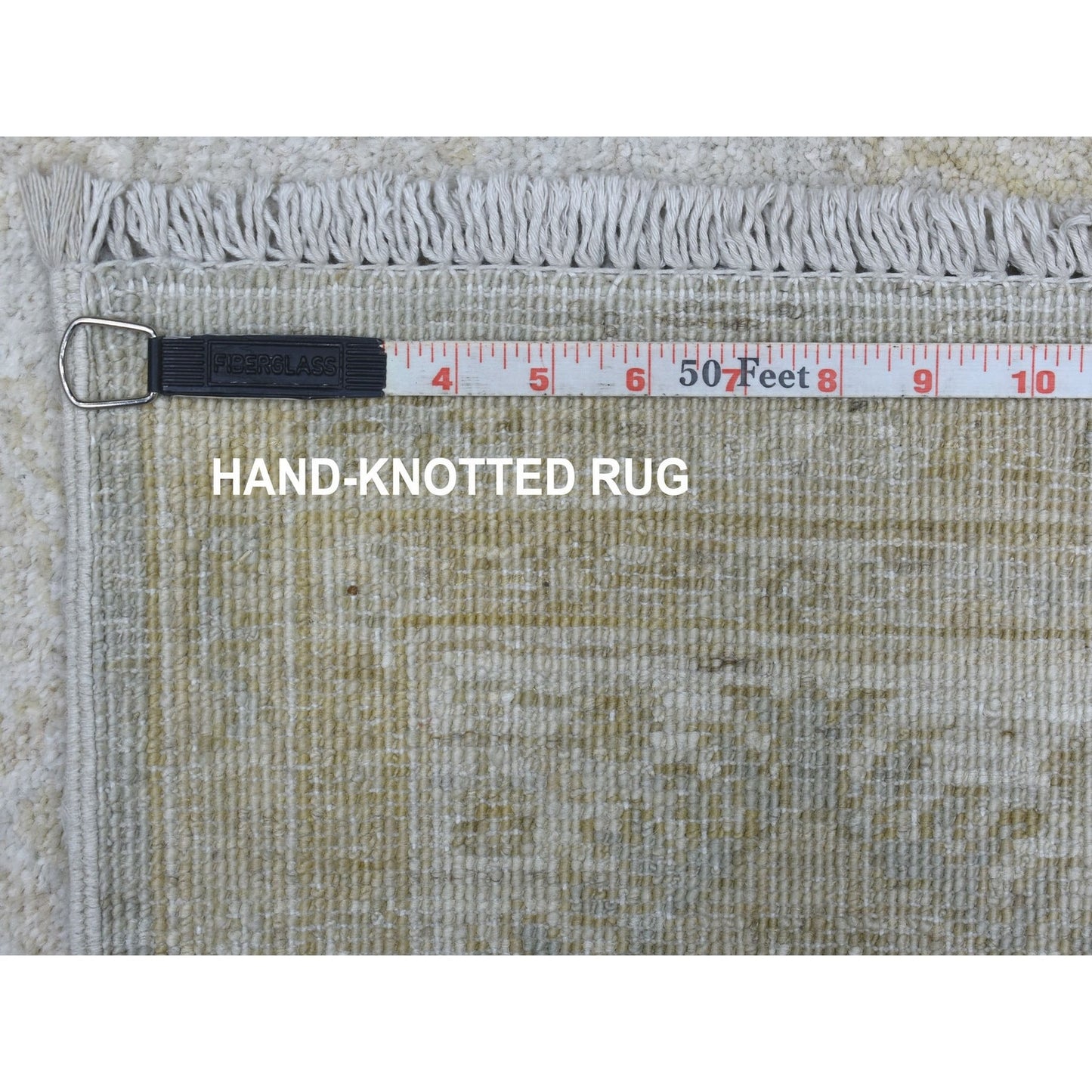 6'X8'10" White Wash Peshawar Pure Velvety Wool Light Gray Handknotted Rug