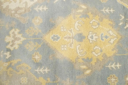 Handmade Palatial Oushak Chobi Rug Blue-Gray