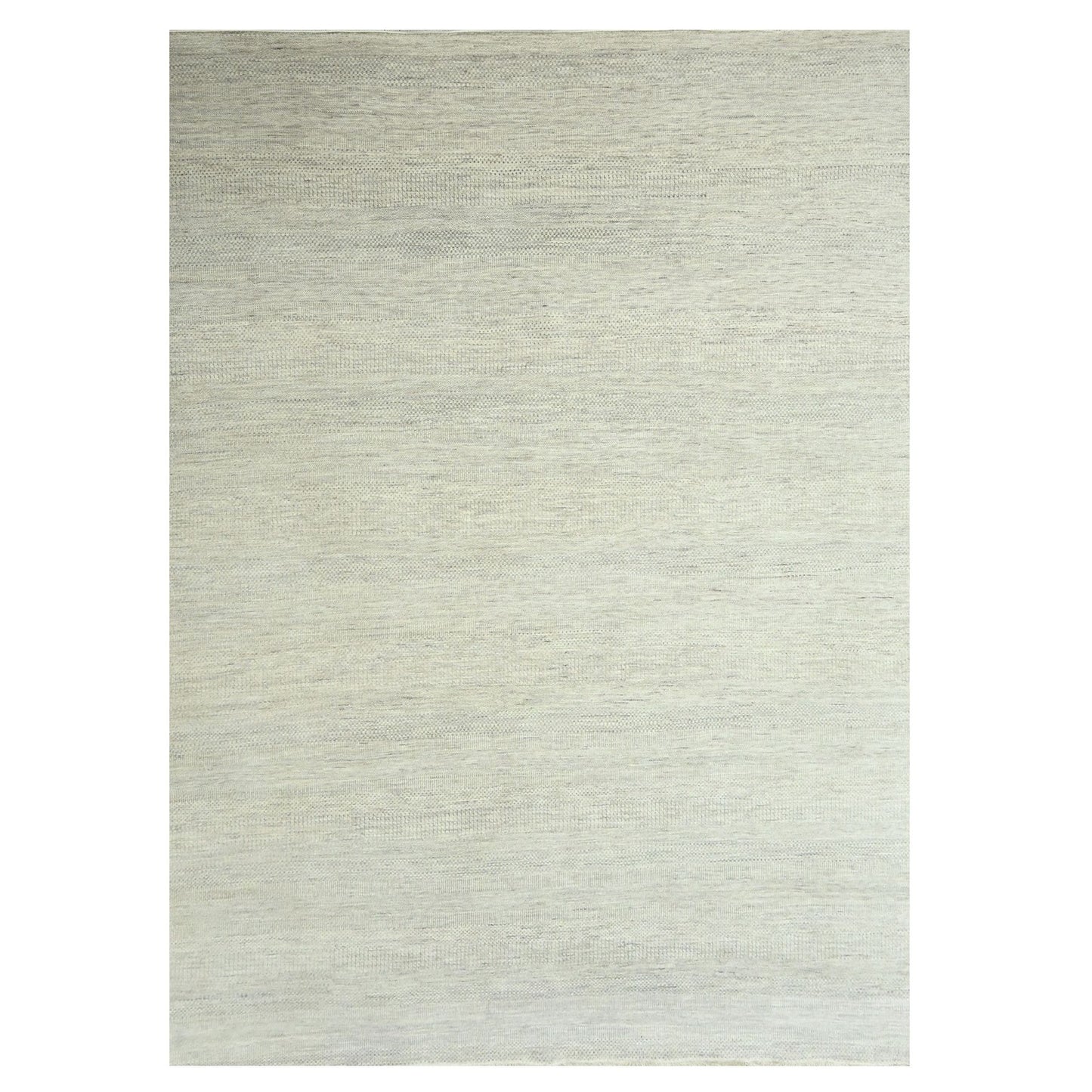 10'X14' Ivory Modern Grass Design Hand Knotted Wool And Silk Oriental Rug