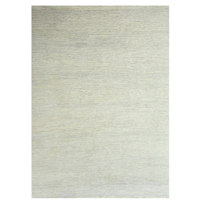 10'X14' Ivory Modern Grass Design Hand Knotted Wool And Silk Oriental Rug