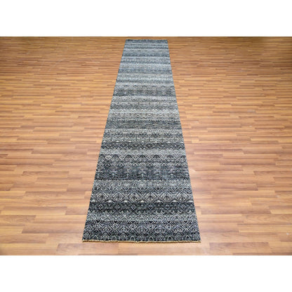 2'8"X10'1" Riverway Gray Hand Knotted Kohinoor Extra Soft Wool Runner Rug