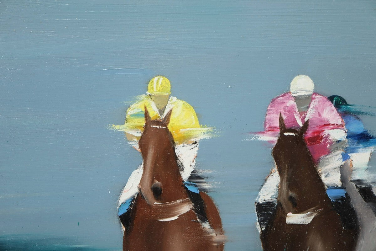 Original Victor Spahn Oil Painting on Canvas " Horse riding " Signed Framed