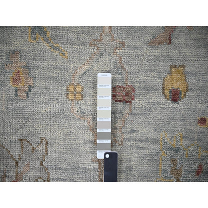 14'X17'9" Light Gray Oushak Design Hand Knotted Pure Wool Oversized Rug