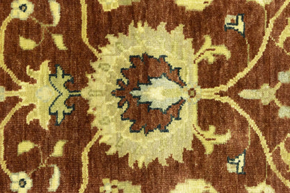 Rust Oushak Chobi Hand-Knotted Wool Rug Floral