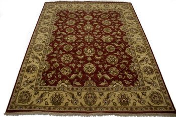 Handmade Red & Beige Oriental Rug Classic Floral