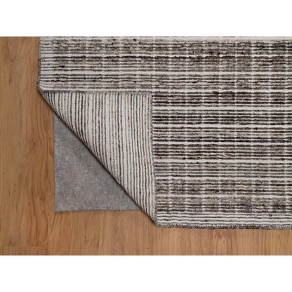 9'1"X12' Brown Modern Plain Decor Box Design Loomed Knotted Soft Wool Rug