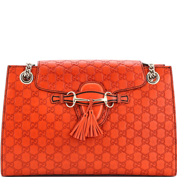 Gucci Emily Chain Flap Shoulder Bag Guccissima Leather Large