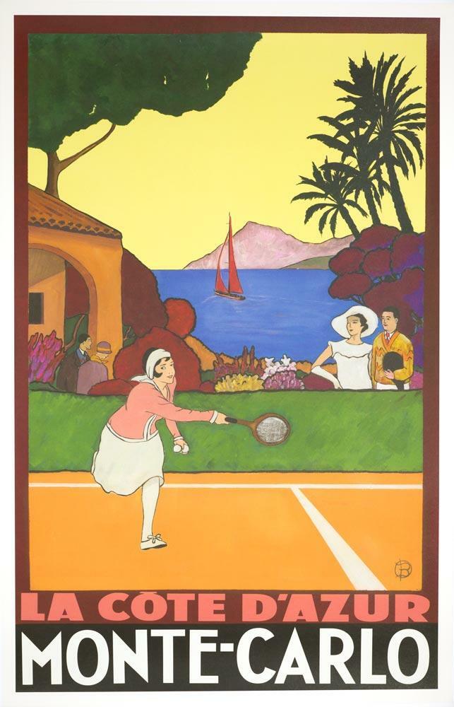 Tennis Monte Carlo Original 2002 Authentic Hand Signed Poster 27X39 In On Linen