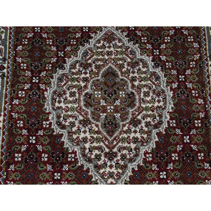2'8"X10'5" Sangria Red Tebraz Mahi Pure Wool Hand Knotted Runner Rug