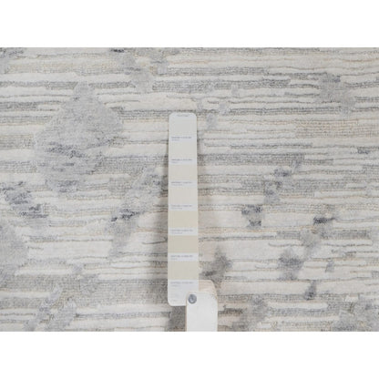 9'X12'1" Ivory Hand Knotted Modern Design Undyed Natural Wool Oriental Rug