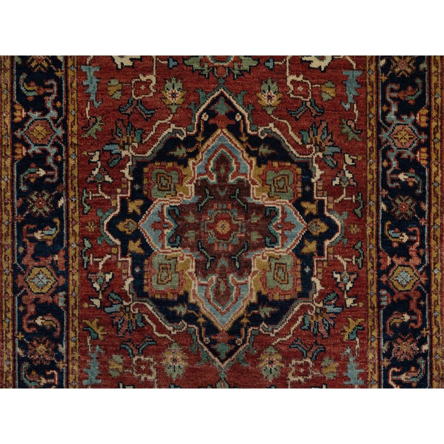 2'7"X10' Red Antiqued Fine Heris Re-Creation Hand Knotted Wool Runner Rug
