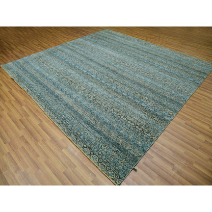 10'X10' Blue Kohinoor Herrita Plush Wool Hand Knotted Square Oriental Rug