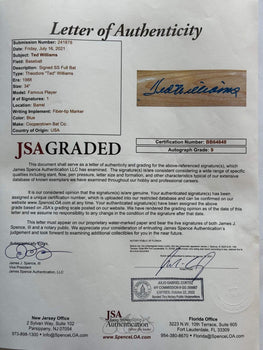 Ted Williams Autographed Cooperstown Bat (Jsa Graded)