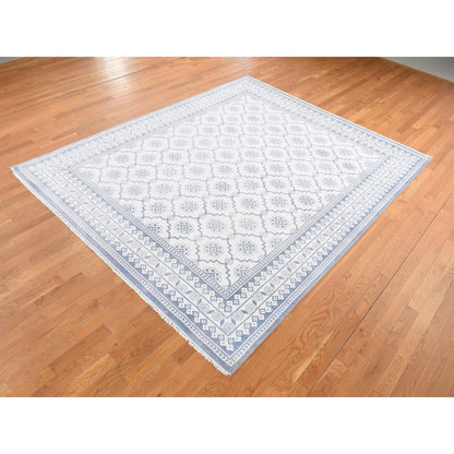 8'1"X10'2" Ivory Agra Mughal Dynasty Design Cotton Hand Knotted Rug