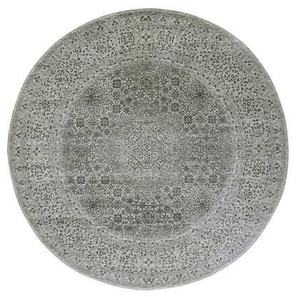 12'X12' Decorators White Hand Knotted Soft Wool Round Mamluk Dynasty Rug