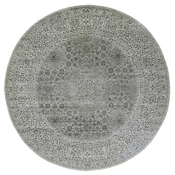 12'X12' Decorators White Hand Knotted Soft Wool Round Mamluk Dynasty Rug