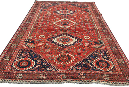 Semi-Antique Wool Oriental Rug 5'9X8'3Tribal Farmhouse Boho Foyer Carpet
