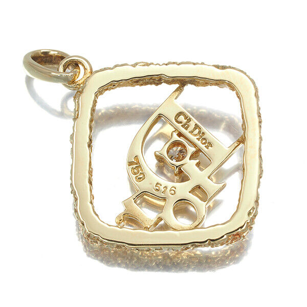 Christian Dior Pendant Diamond Logo 18K 750 Yellow Gold