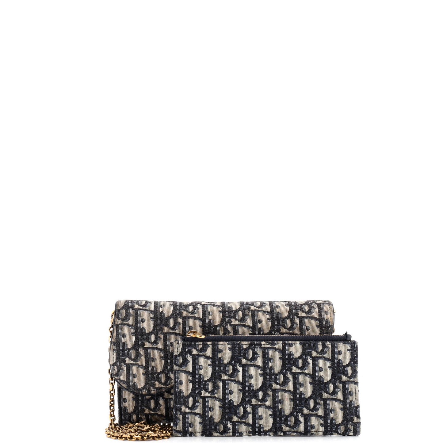 Christian Dior Saddle Chain Wallet Oblique Canvas