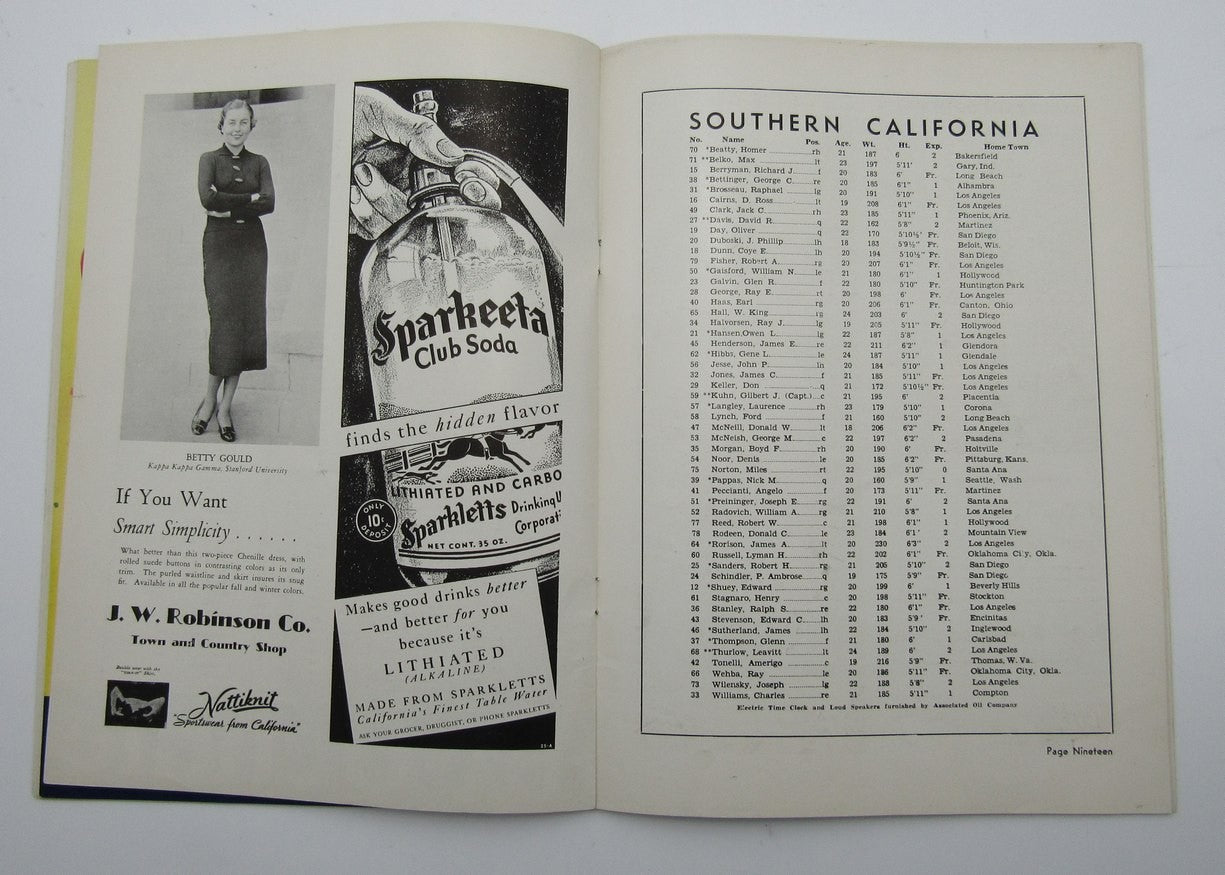 Dec. 5, 1936 So. California Vs. Notre Dame Ncaa Football Game Program 195595