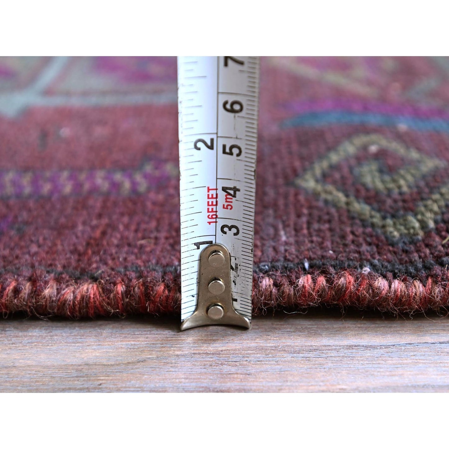 2'4"X10' Overdyed Red Vintage Zoroastrian Pure Wool Hand Knotted Runner Rug