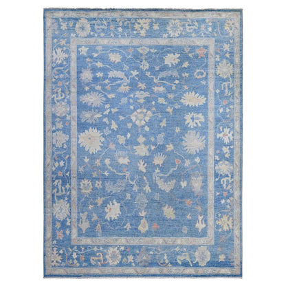 9'X12'2" Denim Blue Afghan Angora Oushak Natural Dyes Oriental Rug