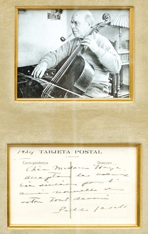 Classical music postcard memorabilia cellist legend rare framed Pablo