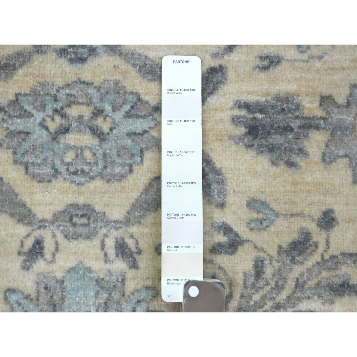 6'2"X8'9" Ivory Pure Wool Hand Knotted Densely Woven Fine Peshawar Rug