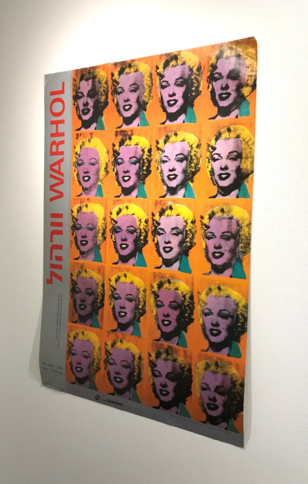 27" Andy Warhol Tel Aviv Israel 1992 Exhibition Poster Marilyn Monroe 39" x