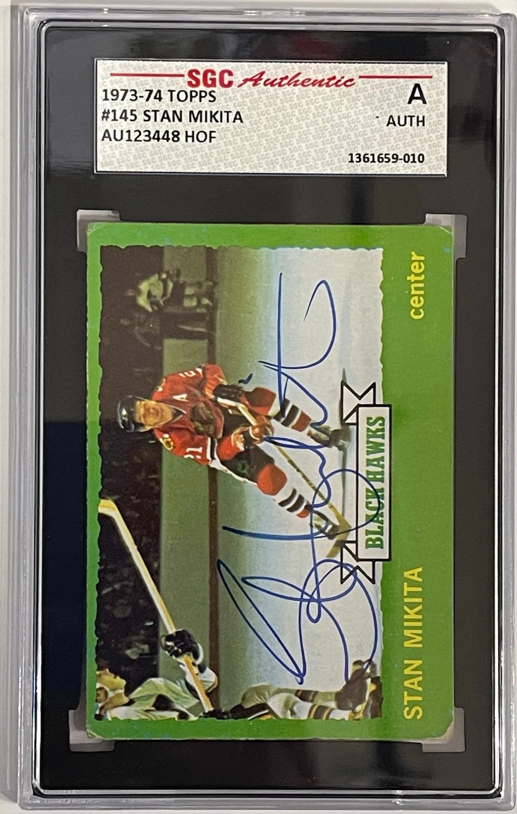 Stan Mikita Autographed 1973-74 Topps Card #145 (Sgc)