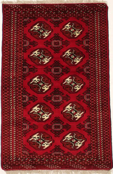 Handmade Wool Oriental Rug Red Tribal Geometric