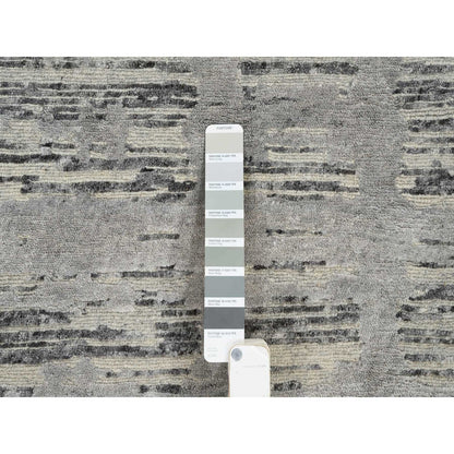 2'6"X22' Gray Hand Knotted Modern Design Wool Xl Runner Rug