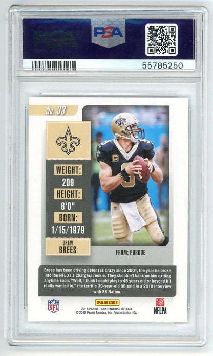 Drew Brees 2018 Panini Contenders #33 Psa Mt 10