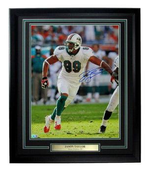 Jason Taylor HOF Miami Dolphins Signed/Auto 16x20 Photo Framed Beckett 166341