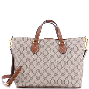 Gucci Convertible Soft Tote Gg Coated Canvas With Leather Small