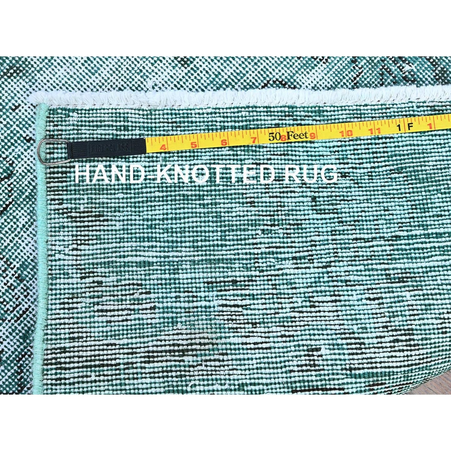 2'X5'7" Green Overdyed Vintage Zoroastrian Hand Knotted Wool Runner Rug