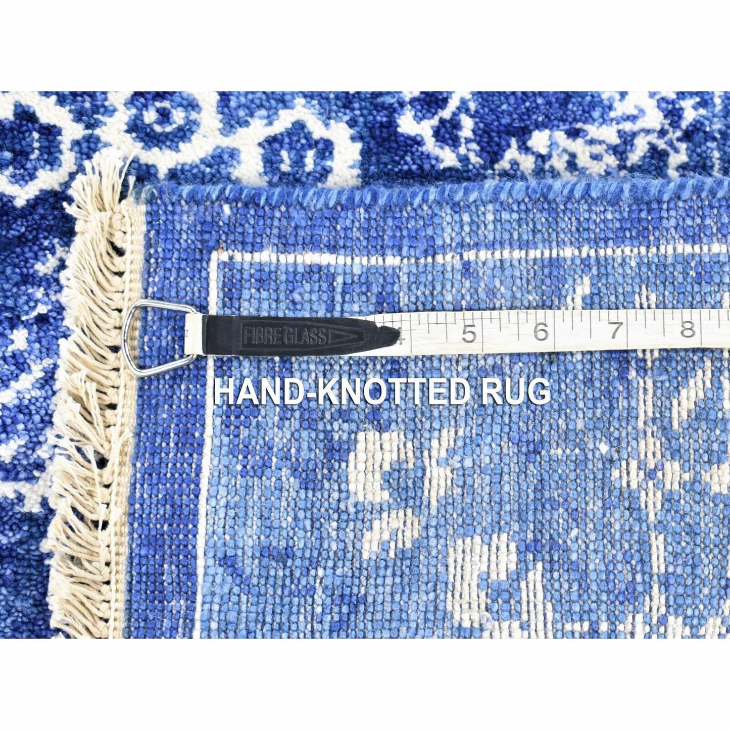 2'6"X16'10" Blue Tone On Tone Tebraz Wool/Silk Hand Knotted Xl Runner Rug