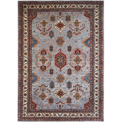 10'2"X14' Koala Gray Afghan Super Kazak Hand Knotted Wool Oriental Rug