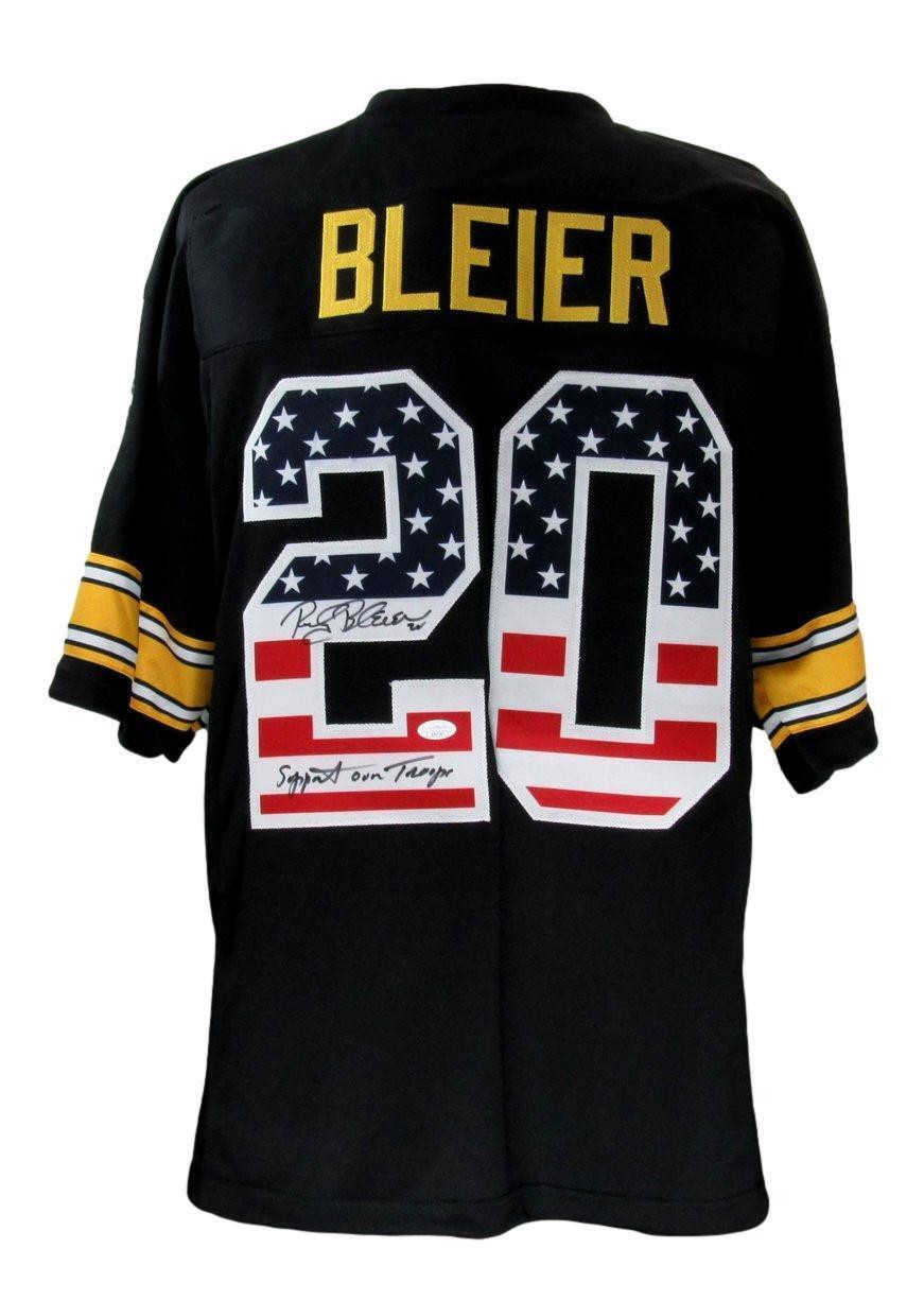 Rocky Bleier Autographed/Inscribed Usa Custom Football Jersey Steelers Jsa