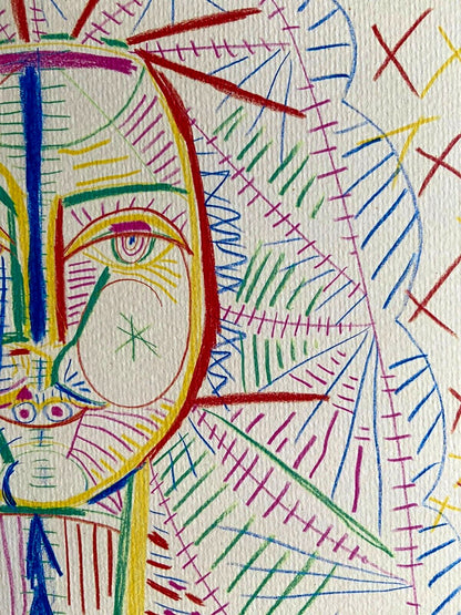 Pablo Picasso Lithograph Coa Hand Signed Pen Numbered Pencil Crayon