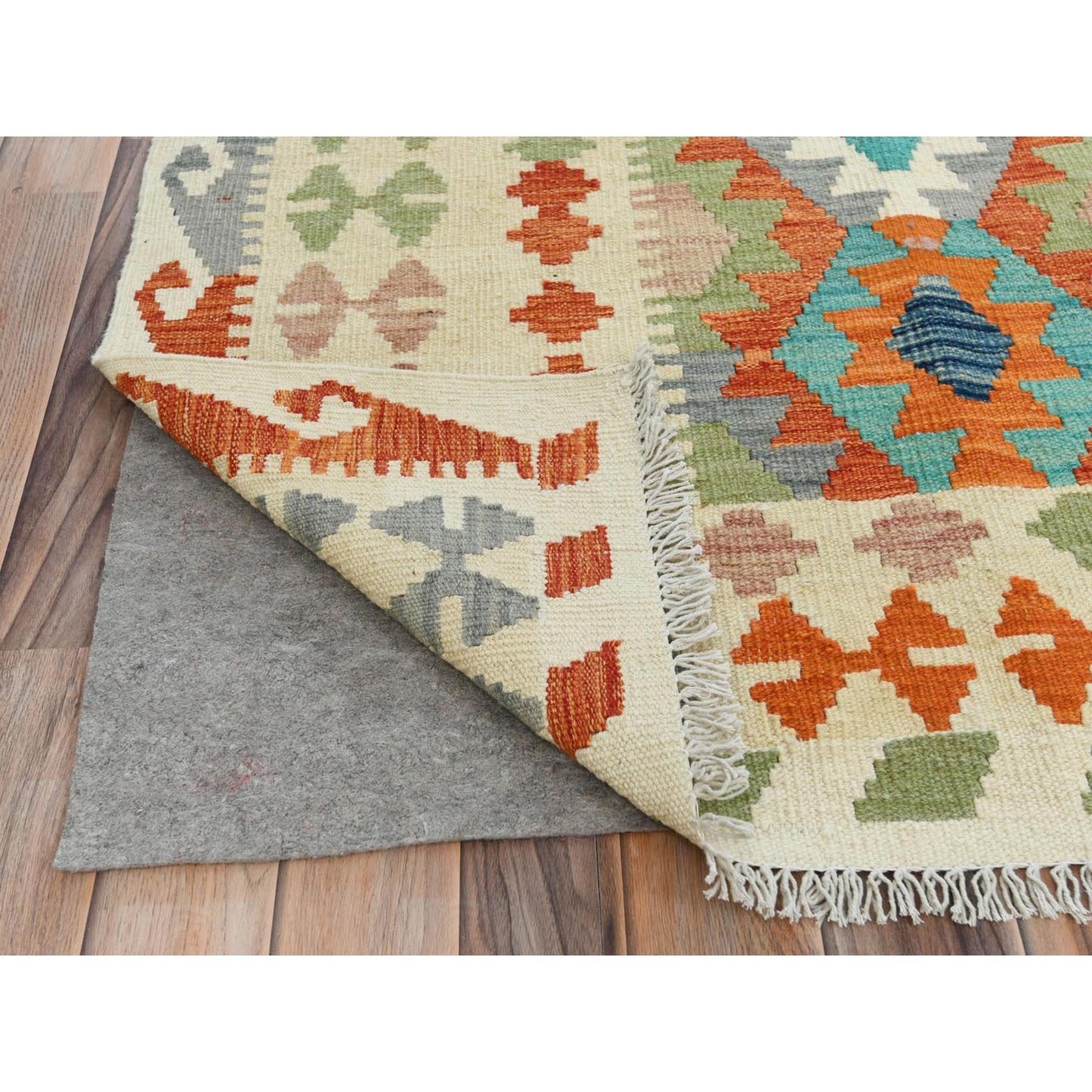 10'4"X16'1" Colorful Hand Woven Afghan Kilim Organic Wool Oversized Rug